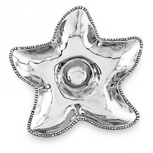 Silver Starfish Serving Tray with Beaded Edge